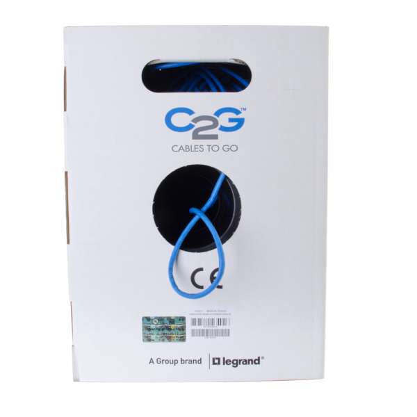 C2G 1000ft (304.8m) Cat5e Bulk Unshielded UTP Ethernet Network Cable with Stranded Conductors - In-Wall CM-Rated - Blue