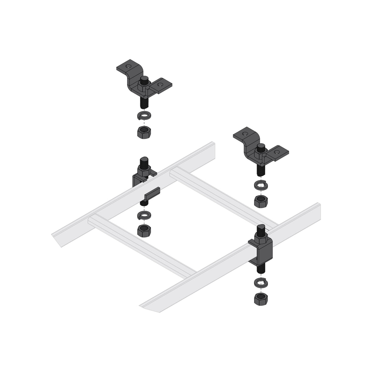 Middle Atlantic Slotted Ladder Support Hardware with Ceiling Hang Kit