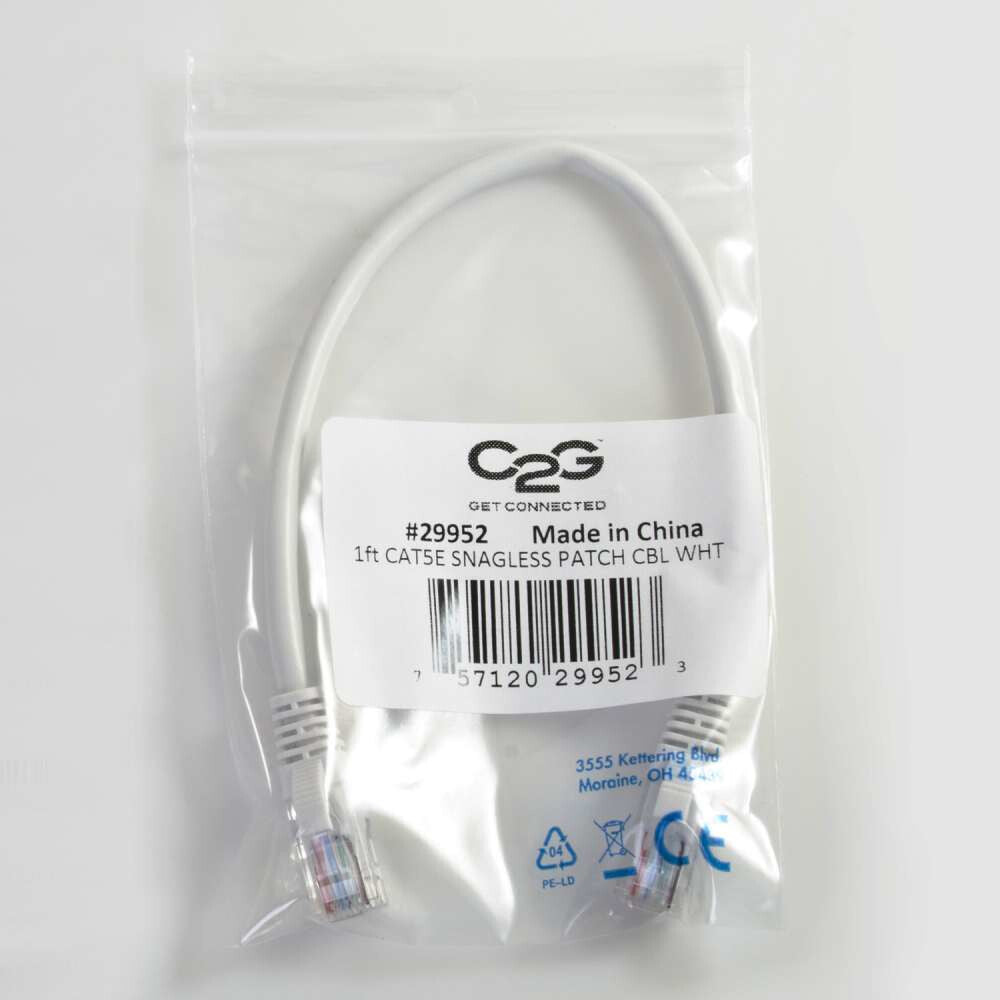 C2G 6" Cat5e networking cable White 0.15 m U/UTP (UTP)