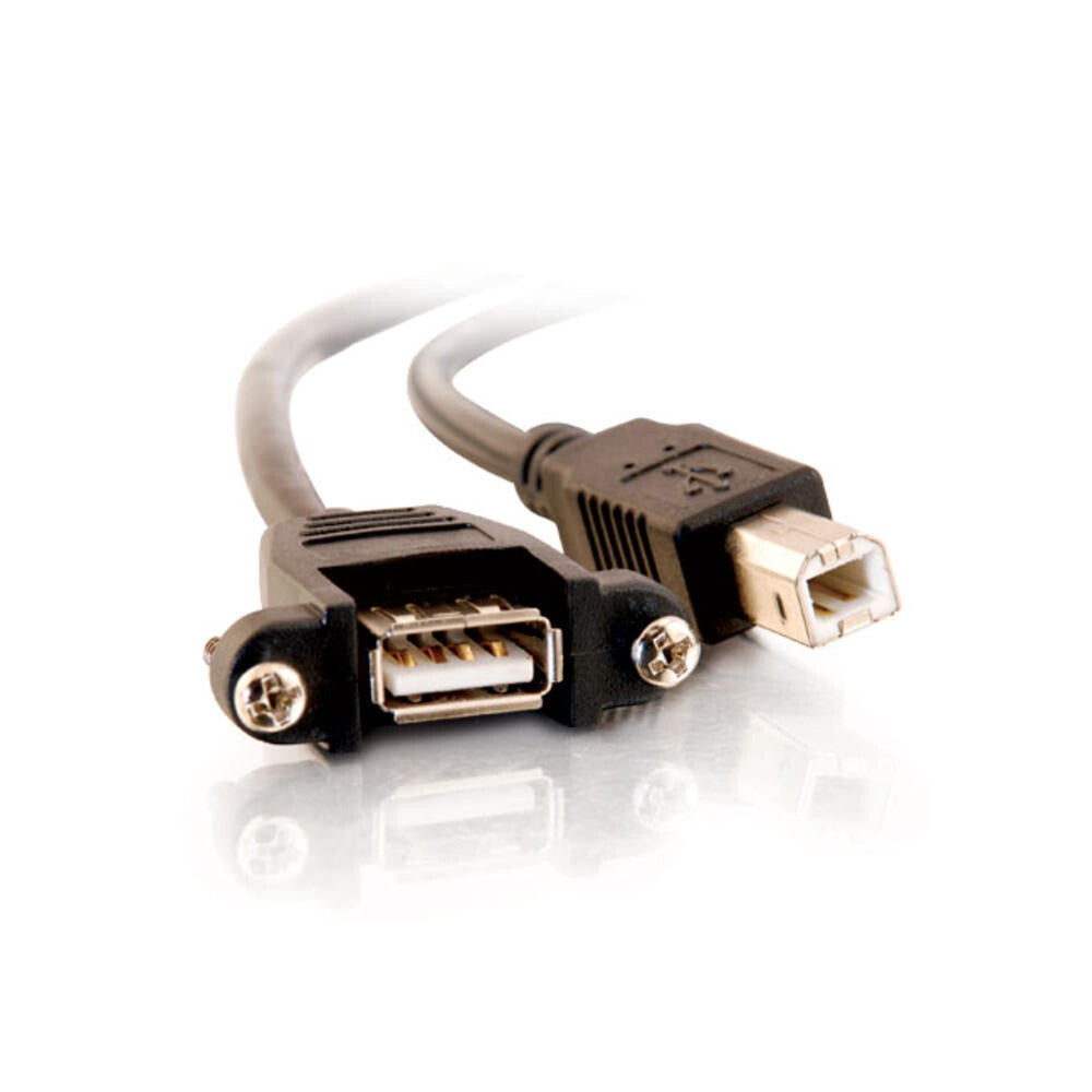 C2G 2ft (0.6m) Panel-Mount USB 2.0 A Female to B Male Cable