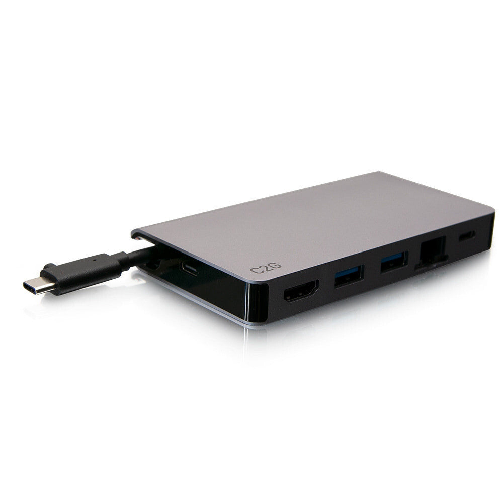 C2G USB-C 5-in-1 Compact Dock with HDMI, 2x USB-A, Ethernet, and USB-C Power Delivery