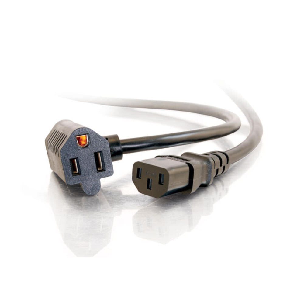 C2G 3ft (0.9m) 16 AWG Universal Power Cord With Extra Outlet - LIMITED AVAILABILITY