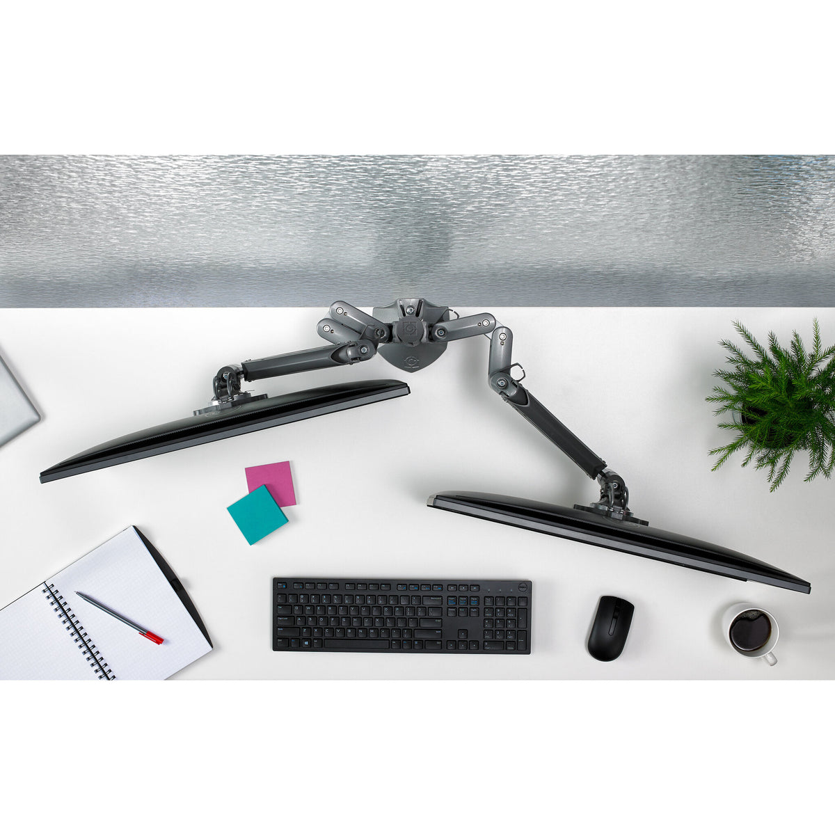 Chief KX Low-Profile Triple Monitor Arms, Column Desk Mount, Silver