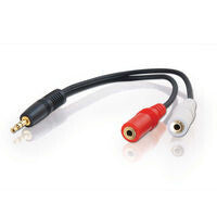 C2G 6in 3.5mm Stereo M / 3.5mm Stereo F Y-Cable audio cable 0.15 m 2 x 3.5mm Black