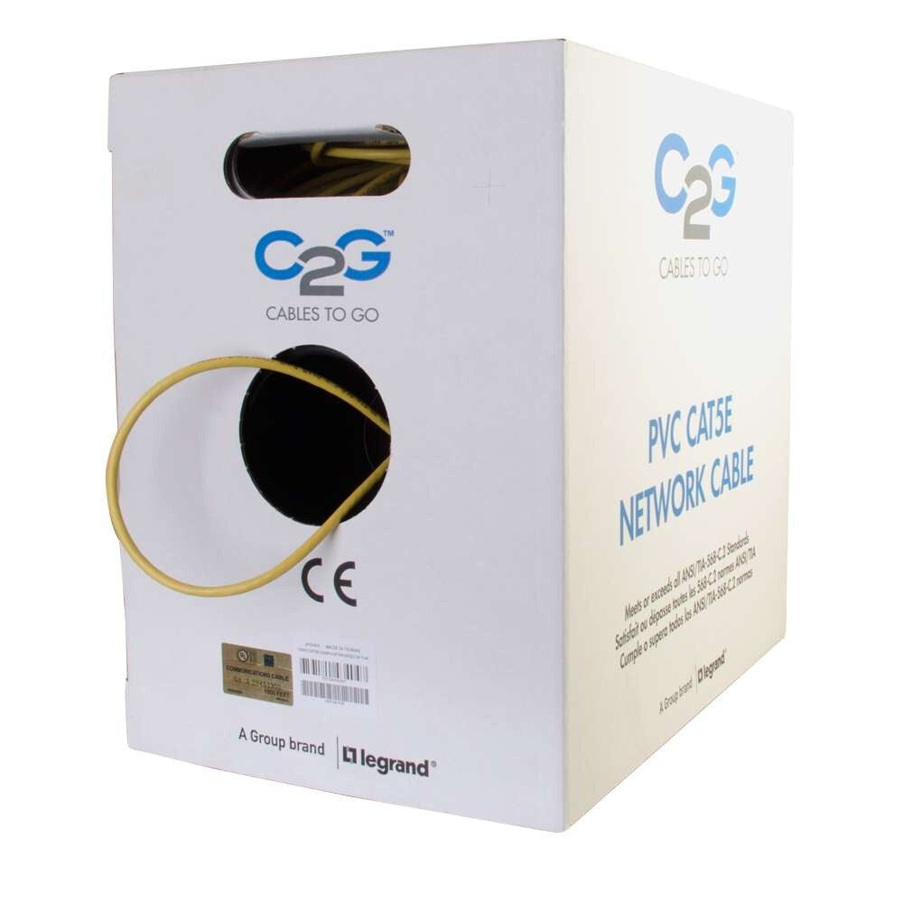 C2G 1000ft (304.8m) Cat5e Bulk Unshielded UTP Ethernet Network Cable with Stranded Conductors - In-Wall CM-Rated - Yellow