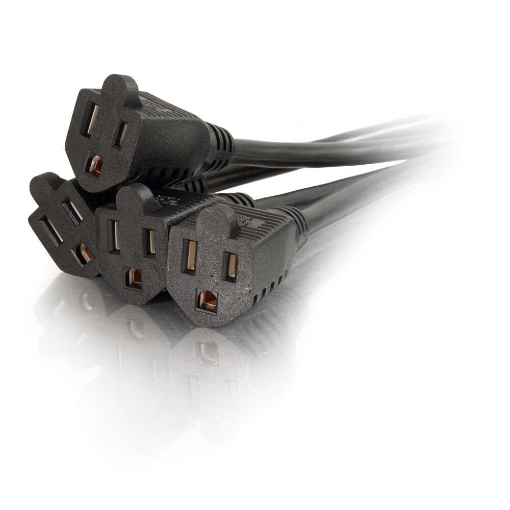 C2G 3ft (0.9m) 16 AWG 1-to-4 Power Cord Splitter (1 NEMA 5-15P to 4 NEMA 5-15R)
