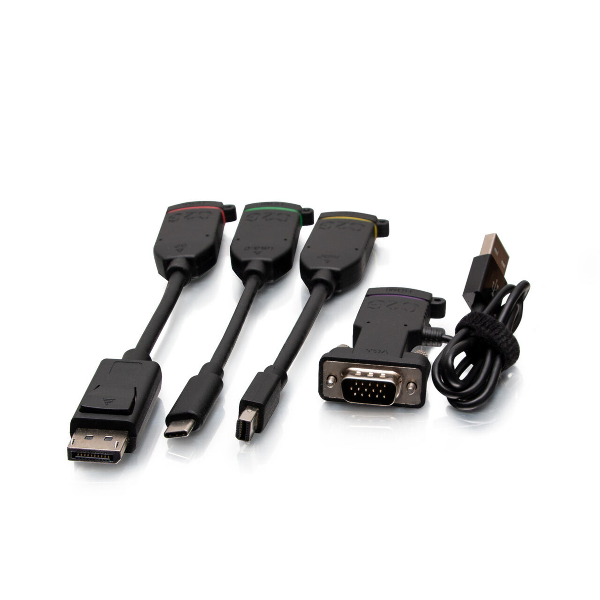 C2G Universal 4K HDMI® Dongle Adapter Ring including Color Coded Mini DisplayPort™, DisplayPort, USB-C®, and VGA Adapters with Antimicrobial Protection Technology