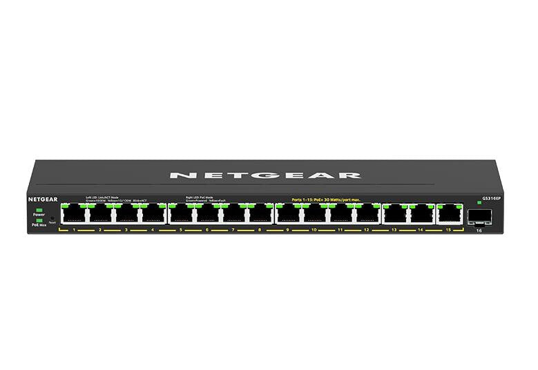 NETGEAR GS316EP Managed Gigabit Ethernet (10/100/1000) Power over Ethernet (PoE) Black