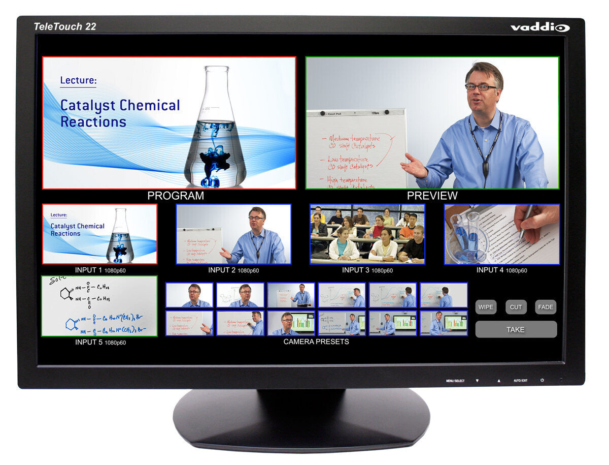 Vaddio TeleTouch 22 computer monitor 55.9 cm (22") Full HD LCD Touchscreen Tabletop Black