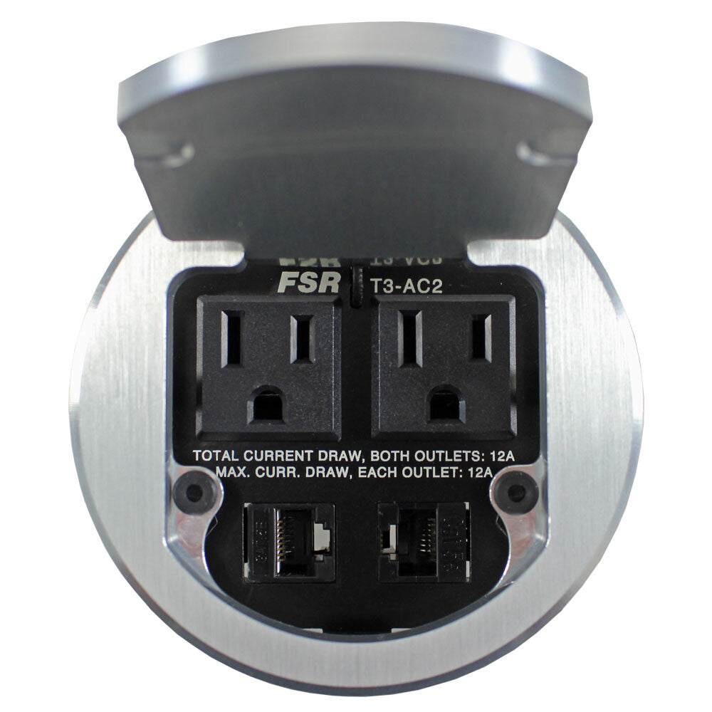 FSR T3-AC2HW-ALM outlet box Type B Aluminium, Black