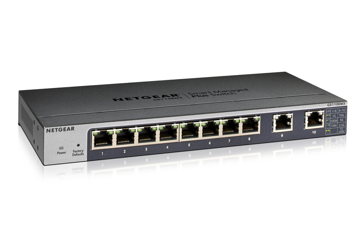 NETGEAR 10-Port Gigabit/10G Ethernet Plus Switch (GS110EMX)