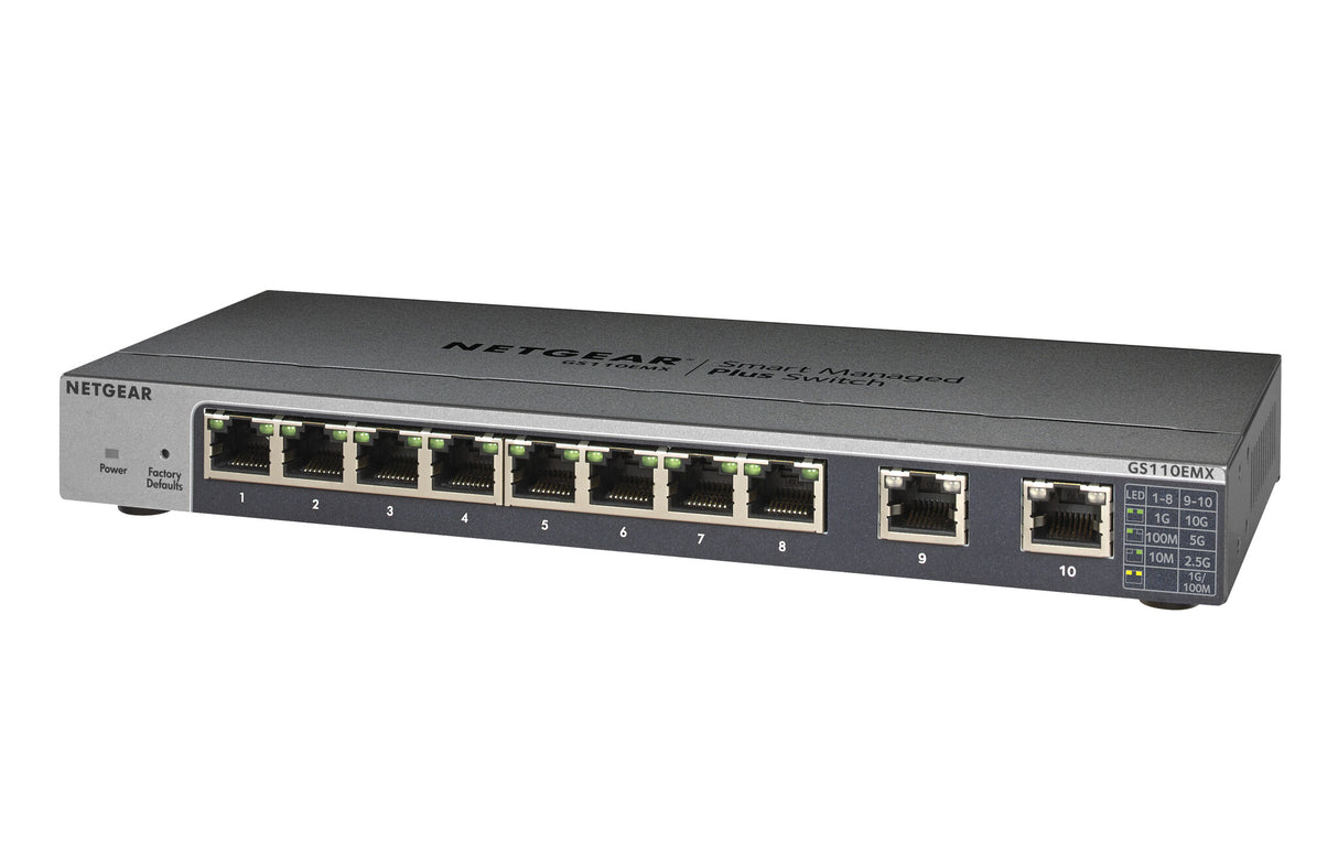 NETGEAR 10-Port Gigabit/10G Ethernet Plus Switch (GS110EMX)