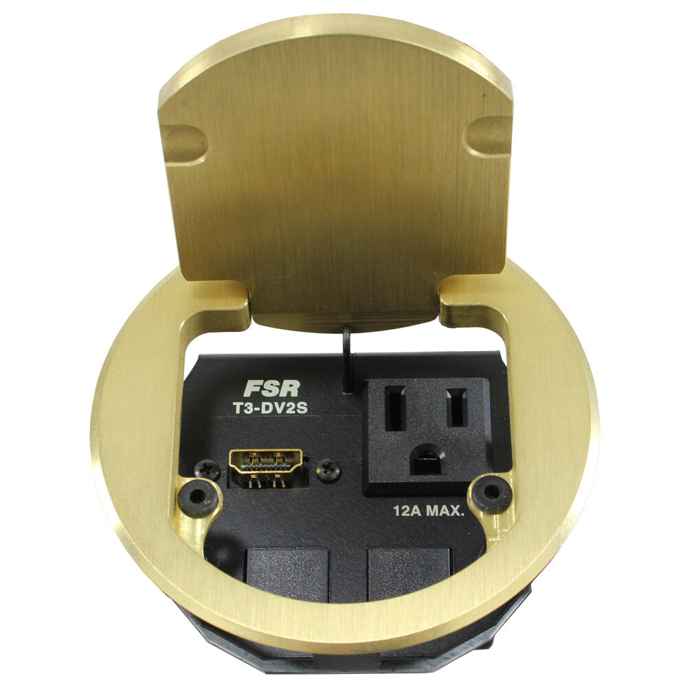 FSR T3-DV2S-BRS outlet box NEMA 5-15R Aluminium, Black, Brass