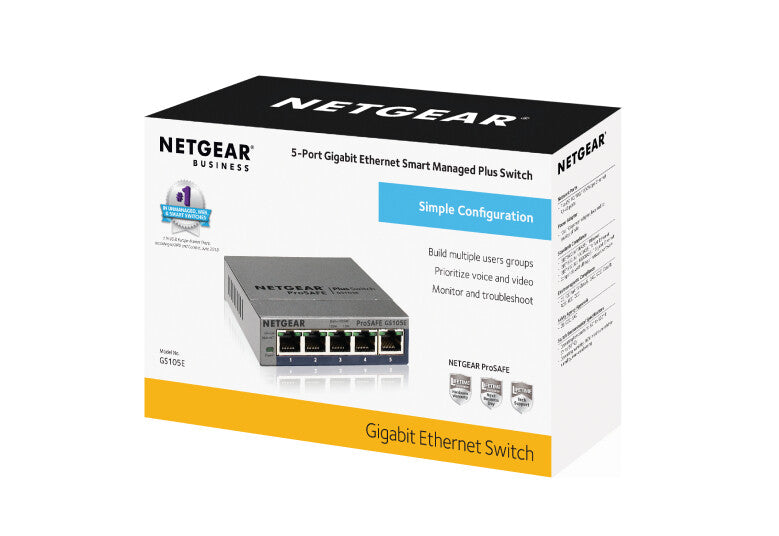 NETGEAR 5-Port Gigabit Ethernet Plus Switch (GS105Ev2)