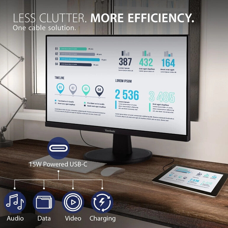 Viewsonic VA VA2447-MHU computer monitor 61 cm (24") 1920 x 1080 pixels Full HD LED Black