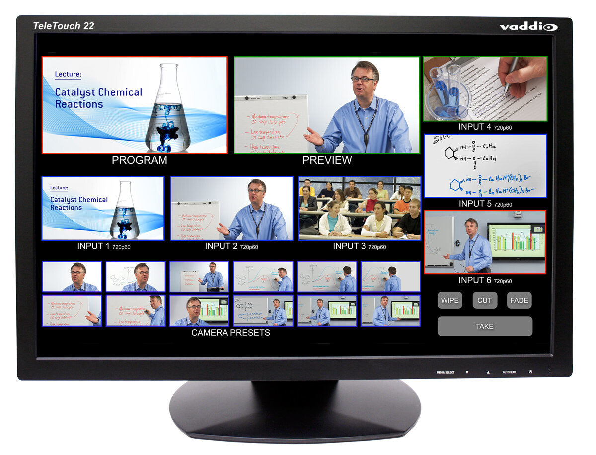 Vaddio TeleTouch 22 computer monitor 55.9 cm (22") Full HD LCD Touchscreen Tabletop Black
