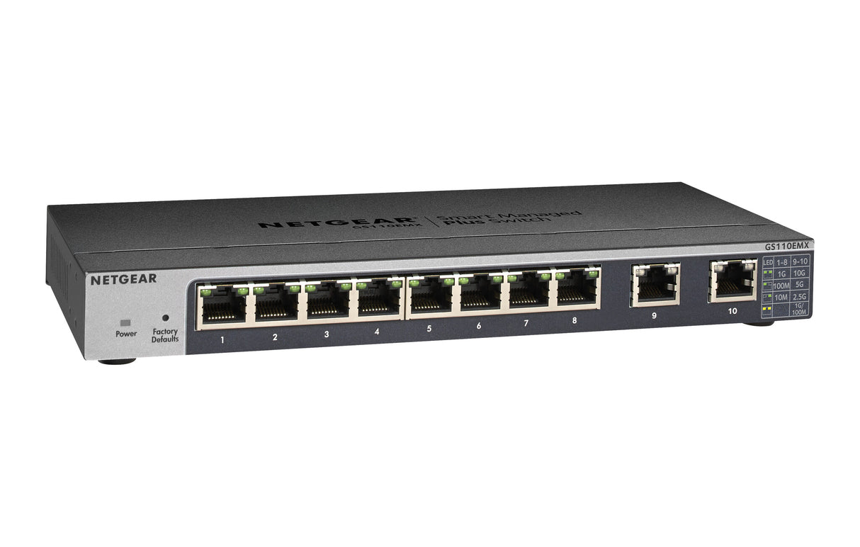 NETGEAR 10-Port Gigabit/10G Ethernet Plus Switch (GS110EMX)