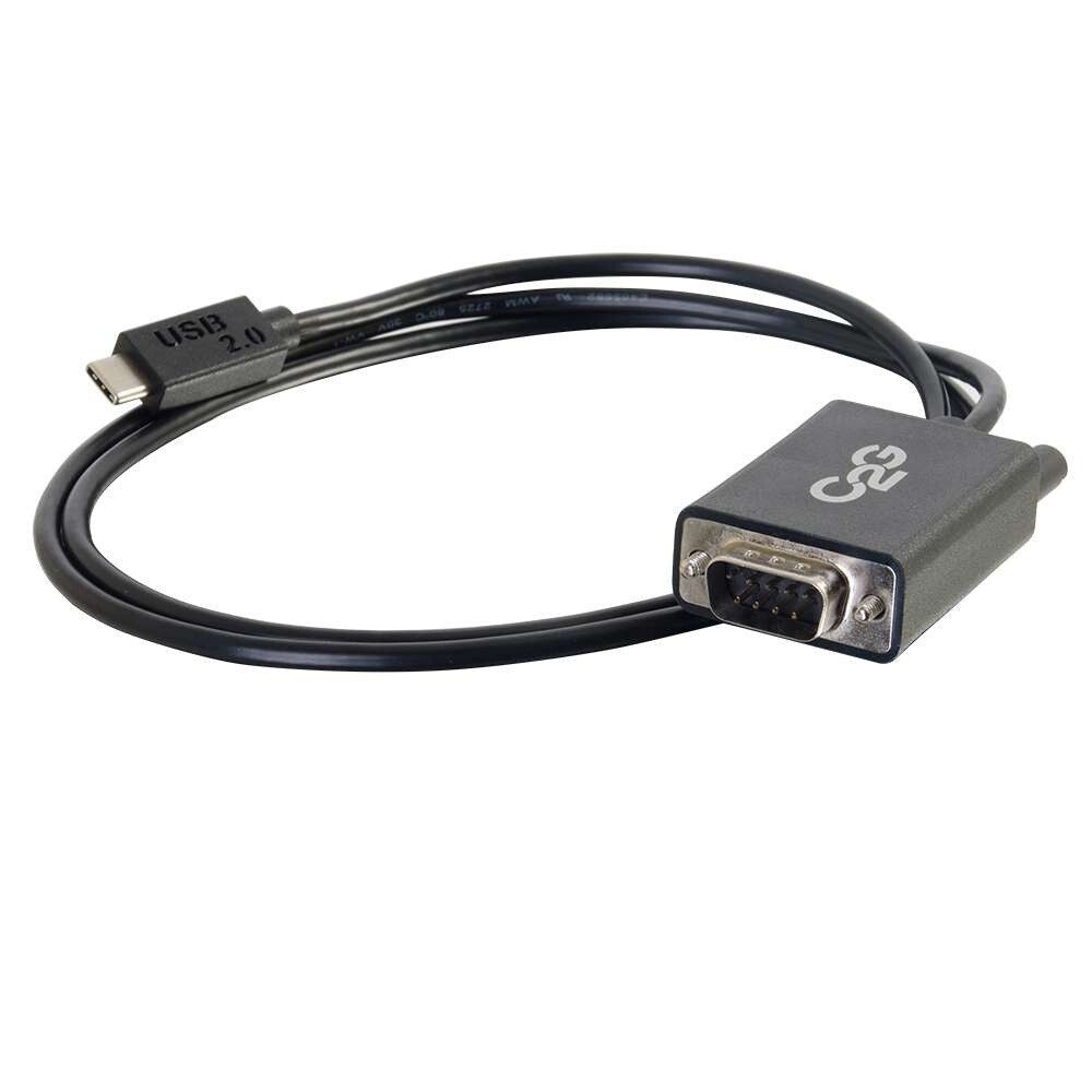 C2G 3ft (0.9m) USB 2.0 USB-C to DB9 Serial RS232 Adapter Cable