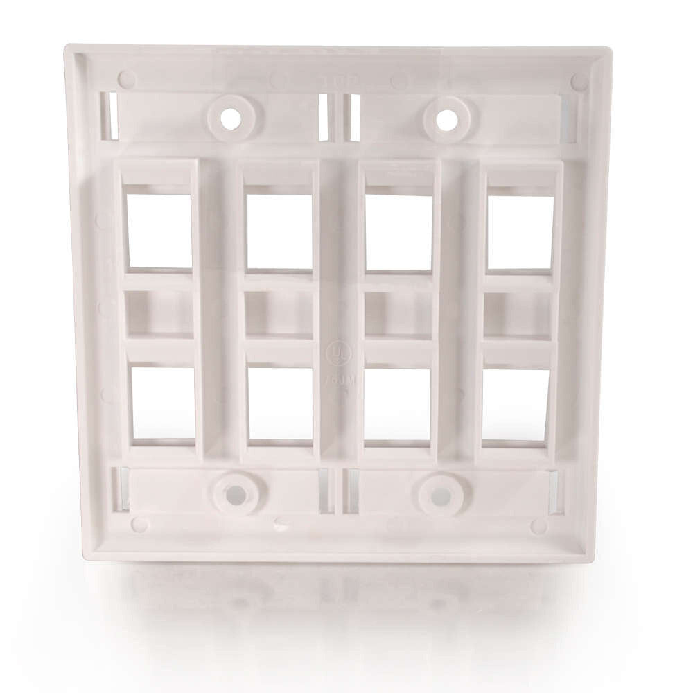 C2G 8-Port Double Gang Multimedia Keystone Wall Plate - White