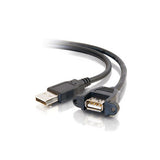C2G 2ft USB 2.0 A Male to A Female Panel Mount Cable USB cable 0.6 m USB A Black