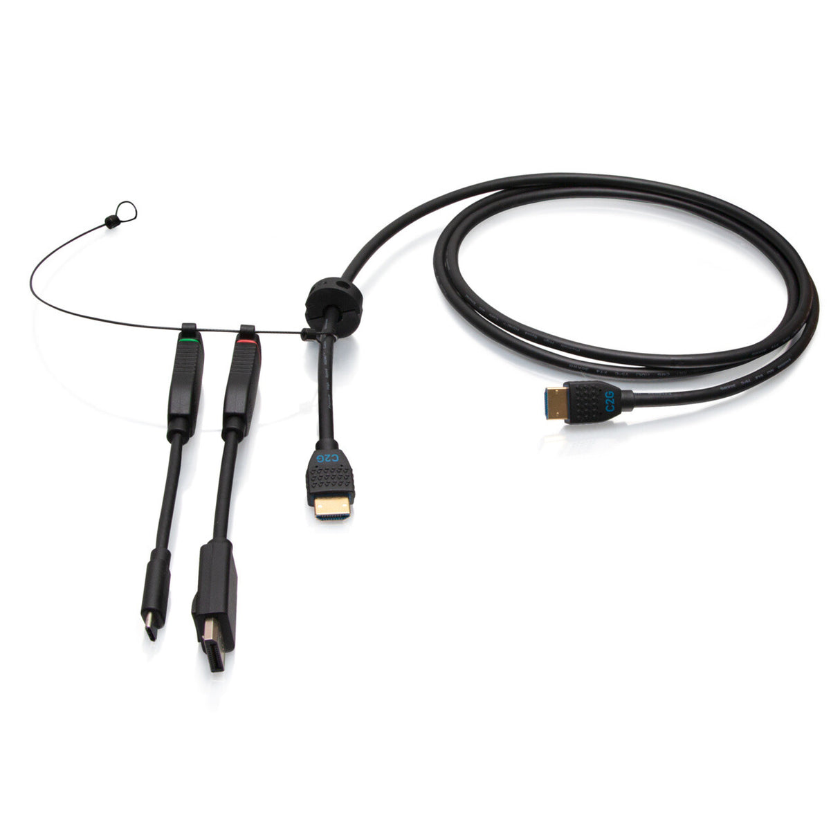 C2G 6ft (1.8m) 4K HDMI® Premium Cable and Universal Dongle Adapter Ring with Color Coded DisplayPortTM and USB-C® (without Pull Tab)
