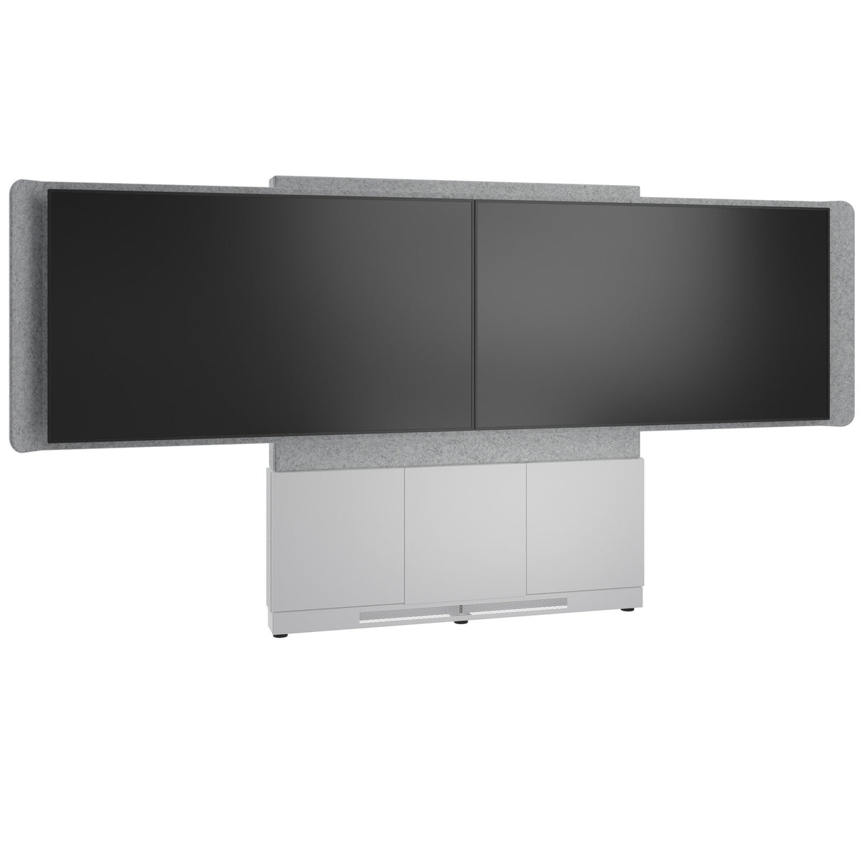 Middle Atlantic ForumTM Floor-to-Wall Mounted 66" (3 Bay) Display Stand for (2) 56" to 65" Displays, Light Finish