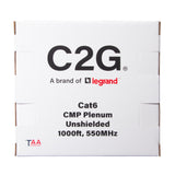C2G 1000ft (304.8m) TAA-Compliant Cat6 Bulk Unshielded (UTP) Ethernet Network Cable with Solid Conductors-Plenum CMP-Rated - Green
