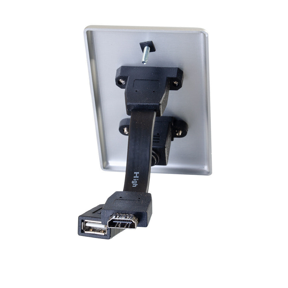C2G HDMI® and USB Pass Through Single Gang Wall Plate - Brushed Aluminum