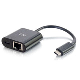 C2G USB-C® to Ethernet Multiport Adapter with Power Delivery up to 60W - Black