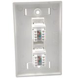C2G Two Port Cat5E RJ45 Configured Single Gang Wall Plate - White