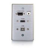 C2G HDMI, VGA, 3.5mm Audio and USB Pass Through Single Gang Wall Plate - Aluminum