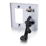 C2G HDMI®, VGA and 3.5mm Audio Pass Through Double Gang Wall Plate with One Decorative Cutout - White