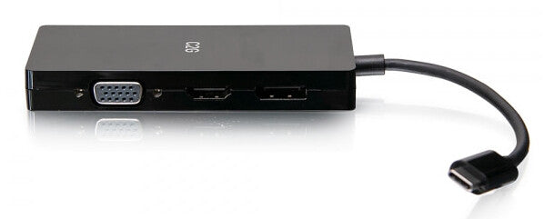 C2G USB-C Multiport Adapter, 4-in-1 Video Adapter with HDMI, DisplayPort, DVI, & VGA - 4K 60Hz