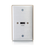 C2G HDMI® Pass Through Single Gang Wall Plate - Brushed Aluminum