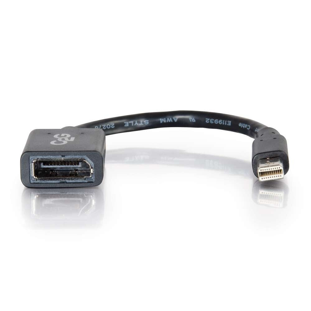C2G 0.5ft (0.15m) Mini DisplayPortTM Male to DisplayPortTM Female Adapter Converter 4K 30Hz - Black