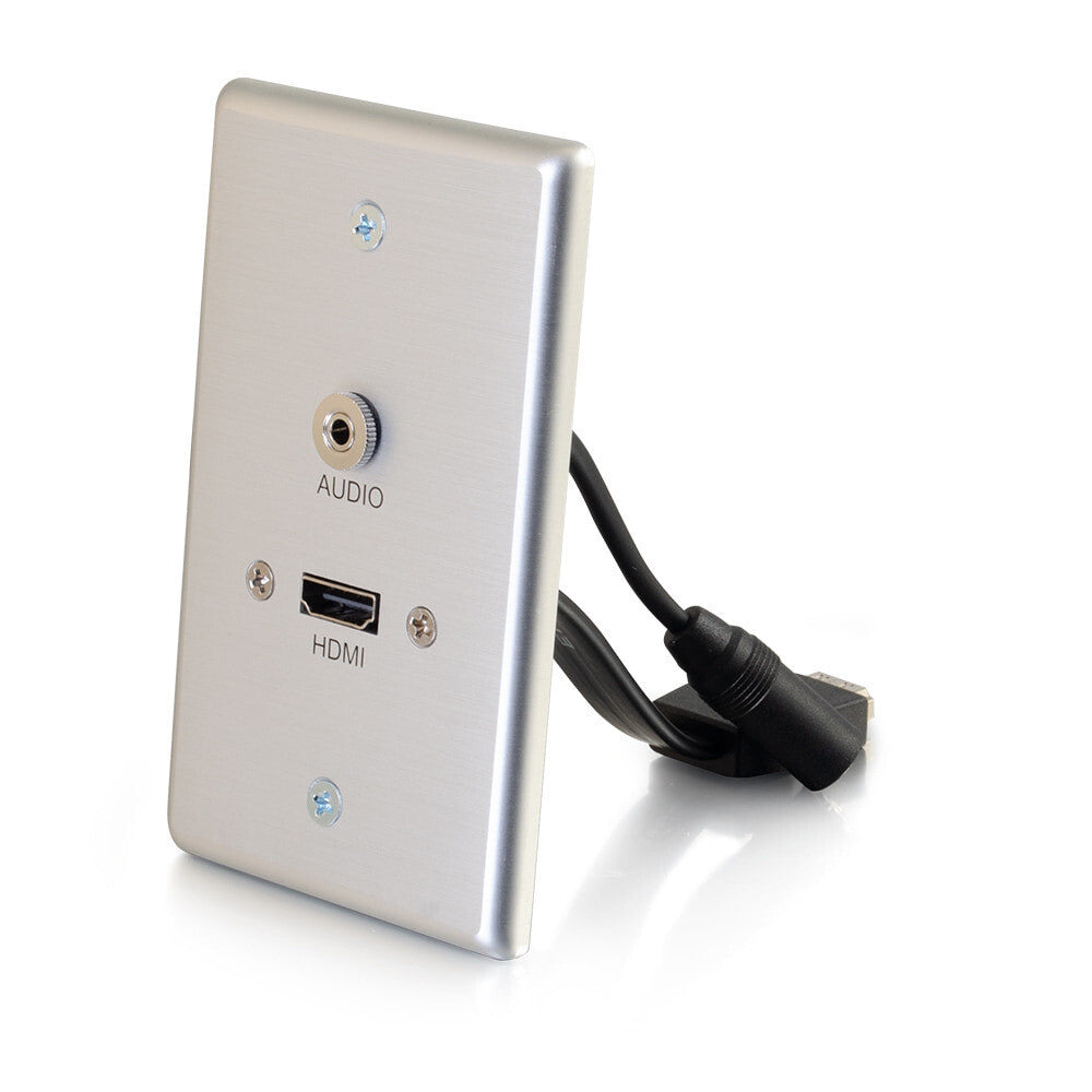 C2G HDMI® and 3.5mm Audio Pass Through Single Gang Wall Plate - Brushed Aluminum