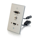 C2G HDMI, VGA plus 3.5mm Pass Through Single Gang Wall Plate - Aluminum