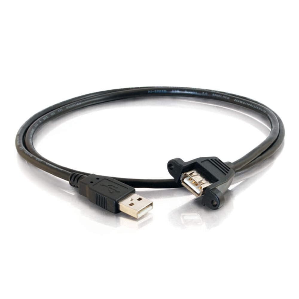 C2G 1ft (0.3m) Panel-Mount USB 2.0 A Male to A Female Cable