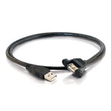 C2G 1ft (0.3m) Panel-Mount USB 2.0 A Male to A Female Cable