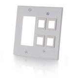 C2G One Cutout with Four Keystone Double Gang Wall Plate - White - LIMITED AVAILABILITY