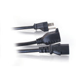 C2G 3ft (0.9m) 16 AWG 1-to-2 Power Cord Splitter (NEMA 5-15P to 1 NEMA 5-15R + 1 IEC320C13) - LIMITED AVAILABILITY
