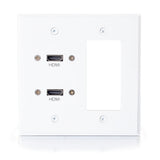 C2G Dual HDMI Pass Through Double Gang Wall Plate with One Decorative Cutout - White