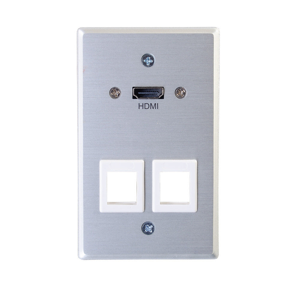 C2G HDMI® Pass Through Single Gang Wall Plate with Two Keystones - Aluminum