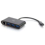 C2G USB-C® to Ethernet Adapter with 3-Port USB Hub - Black