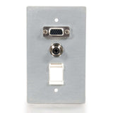 C2G VGA and 3.5mm Audio Pass Through Single Gang Wall Plate with One Keystone - Brushed Aluminum - LIMITED AVAILABILITY