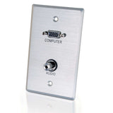 C2G VGA and 3.5mm Audio Pass Through Single Gang Wall Plate - Brushed Aluminum - LIMITED AVAILABILITY