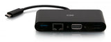 C2G USB-C® to HDMI®, VGA, USB-A, and RJ45 Multiport Adapter - 4K 30Hz - Black