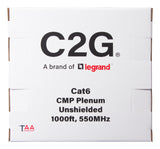 C2G 1000ft (304.8m) TAA-Compliant Cat6 Bulk Unshielded (UTP) Ethernet Network Cable with Solid Conductors-Plenum CMP-Rated - White