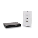 C2G HDMI® HDBaseT + RS232 and IR over Cat Extender Single Gang Wall Plate Transmitter to Ultra-Slim Box Receiver - 4K 60Hz