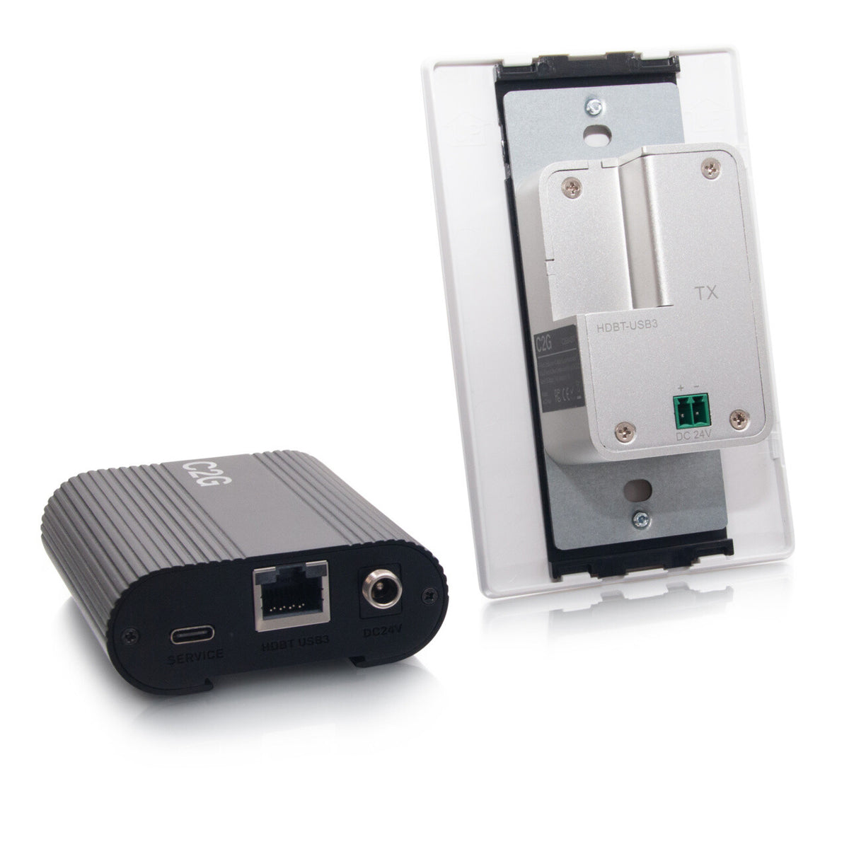 C2G Superbooster® 1-Port USB over Cat6a Wall Plate to Box Extender Kit - USB 3.2 Gen1 (5Gbps)